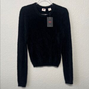 Levi's Women’s Size Small Black Fuzzy Crew-Neck Sweater